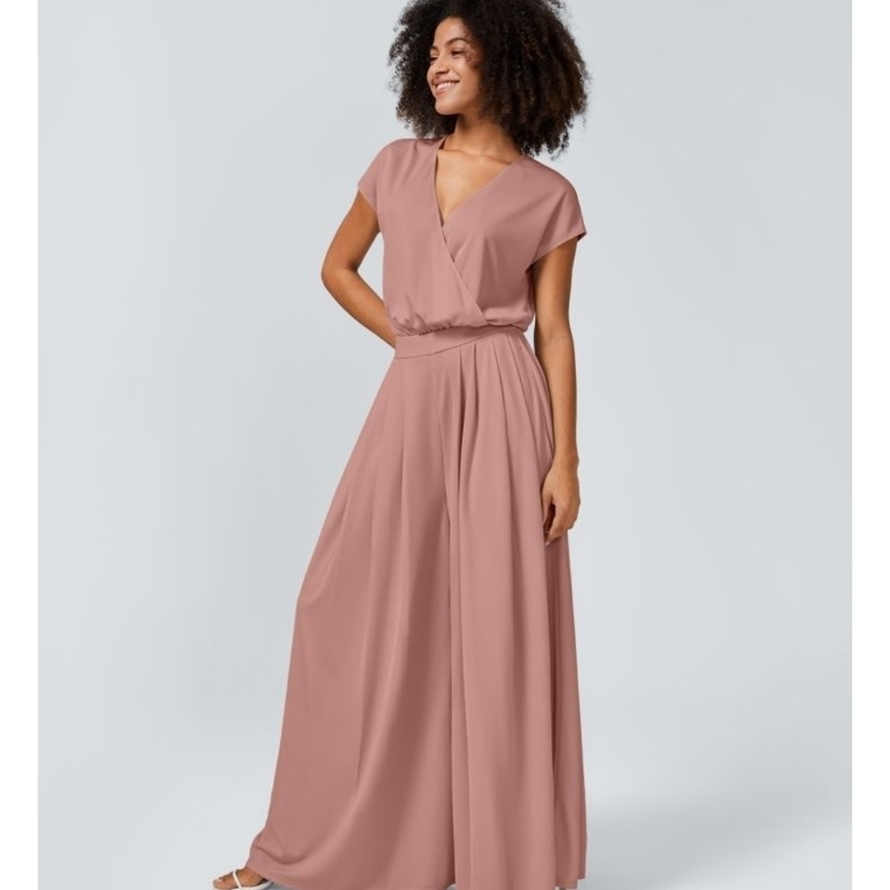 HALARA Blush Pink V-Neck Jumpsuit
